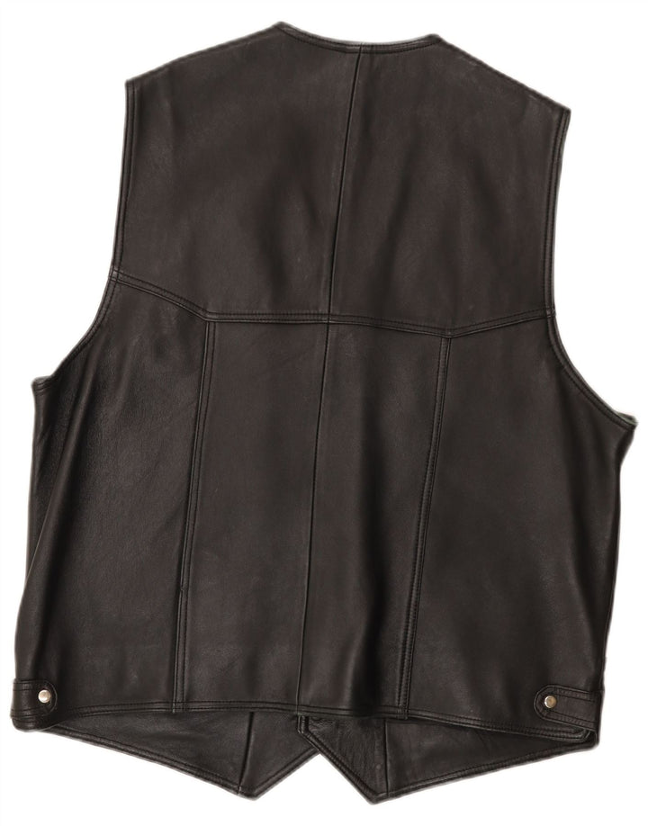 Colete de couro masculino vintage IT 56 3XL preto