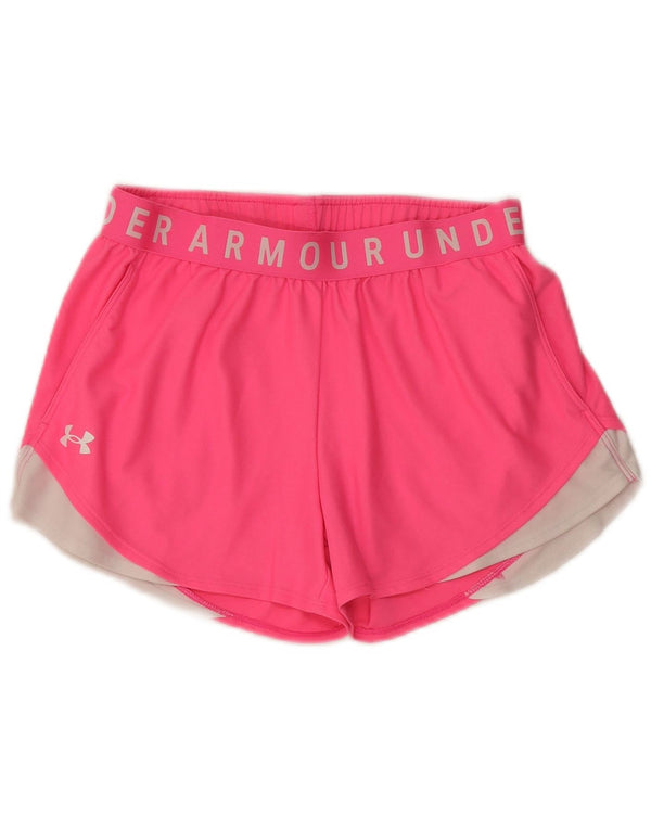 Shorts esportivos gráficos femininos UNDER ARMOUR UK 10 pequeno bloco colorido rosa