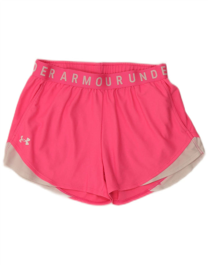 Shorts esportivos gráficos femininos UNDER ARMOUR UK 10 pequeno bloco colorido rosa