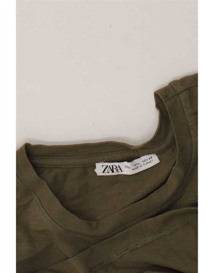 Camiseta masculina Zara Top grande cáqui