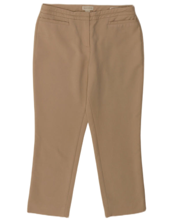 Calça feminina Monsoon Slim Cropped Reino Unido 10 Pequena W30 L25 Algodão Bege