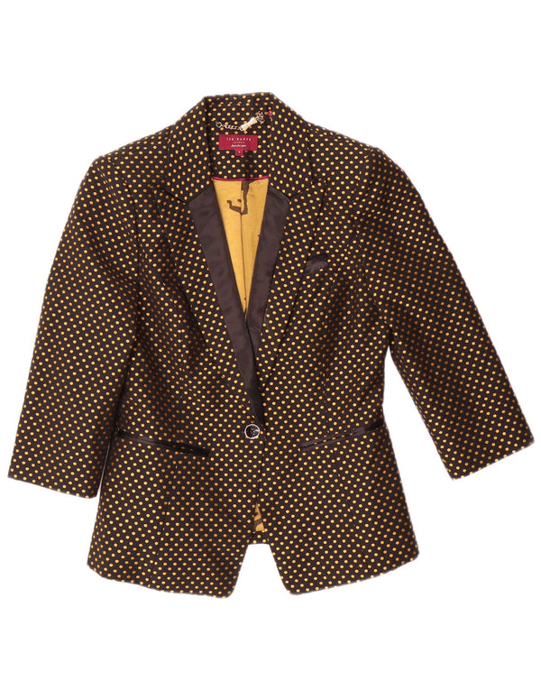 Jaqueta blazer feminina de manga 3/4 TED BAKER tamanho 2 bolinhas pretas pequenas