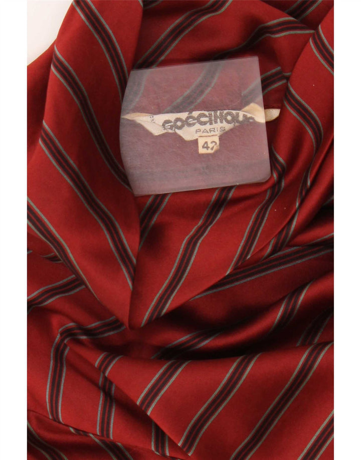 Blusa feminina vintage de manga comprida com botão e gola IT 42 listrada vermelha média