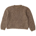 Suéter feminino vintage com gola redonda UK 14 cinza médio manchado