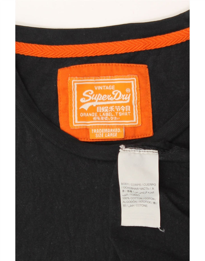 Camiseta masculina Superdry grande algodão preto