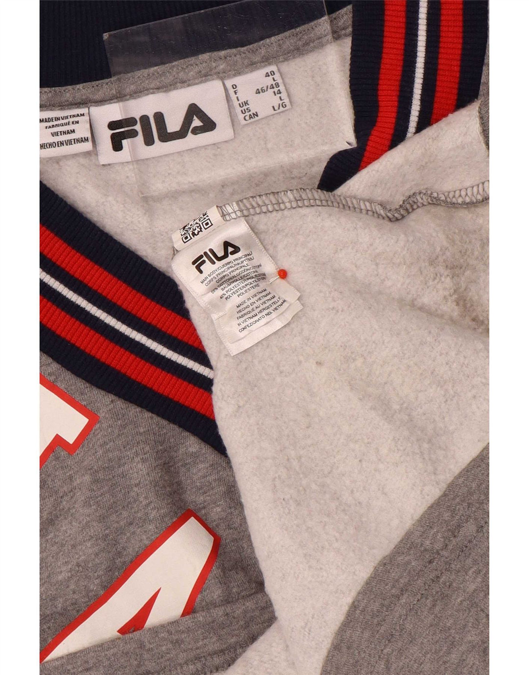 Fila moletom gráfico feminino jumper UK 14 grande bloco cinza