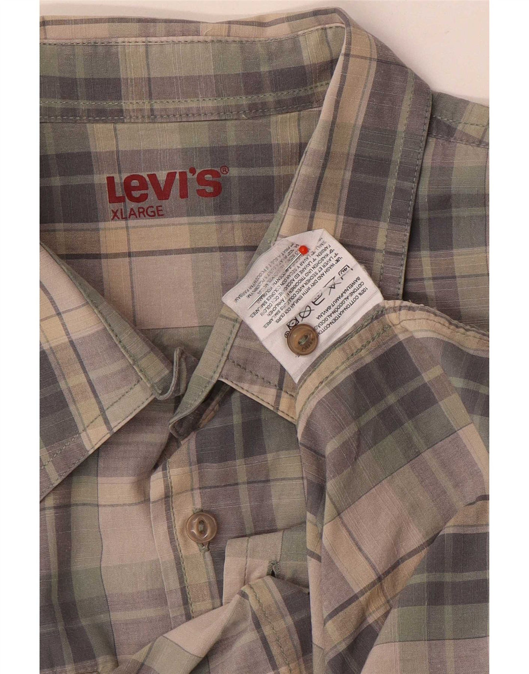 Camisa masculina de manga curta Levi's XL cinza xadrez algodão