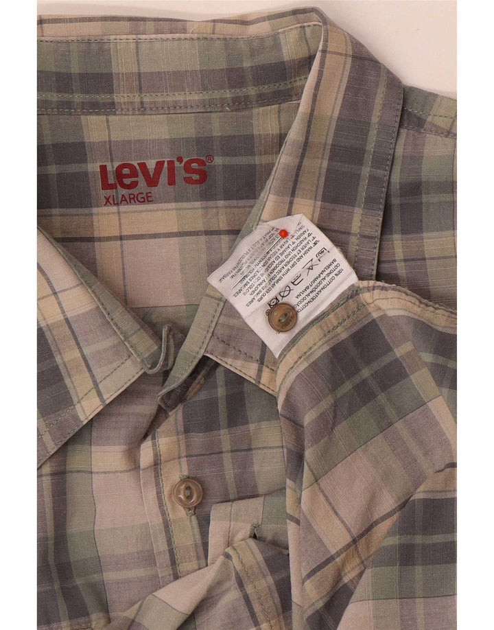 Camisa masculina de manga curta Levi's XL cinza xadrez algodão