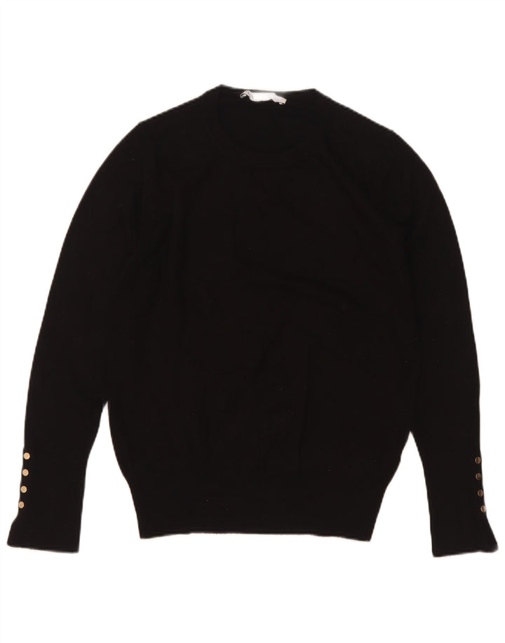 Zara Suéter feminino com gola redonda, Reino Unido 12 Médio Preto