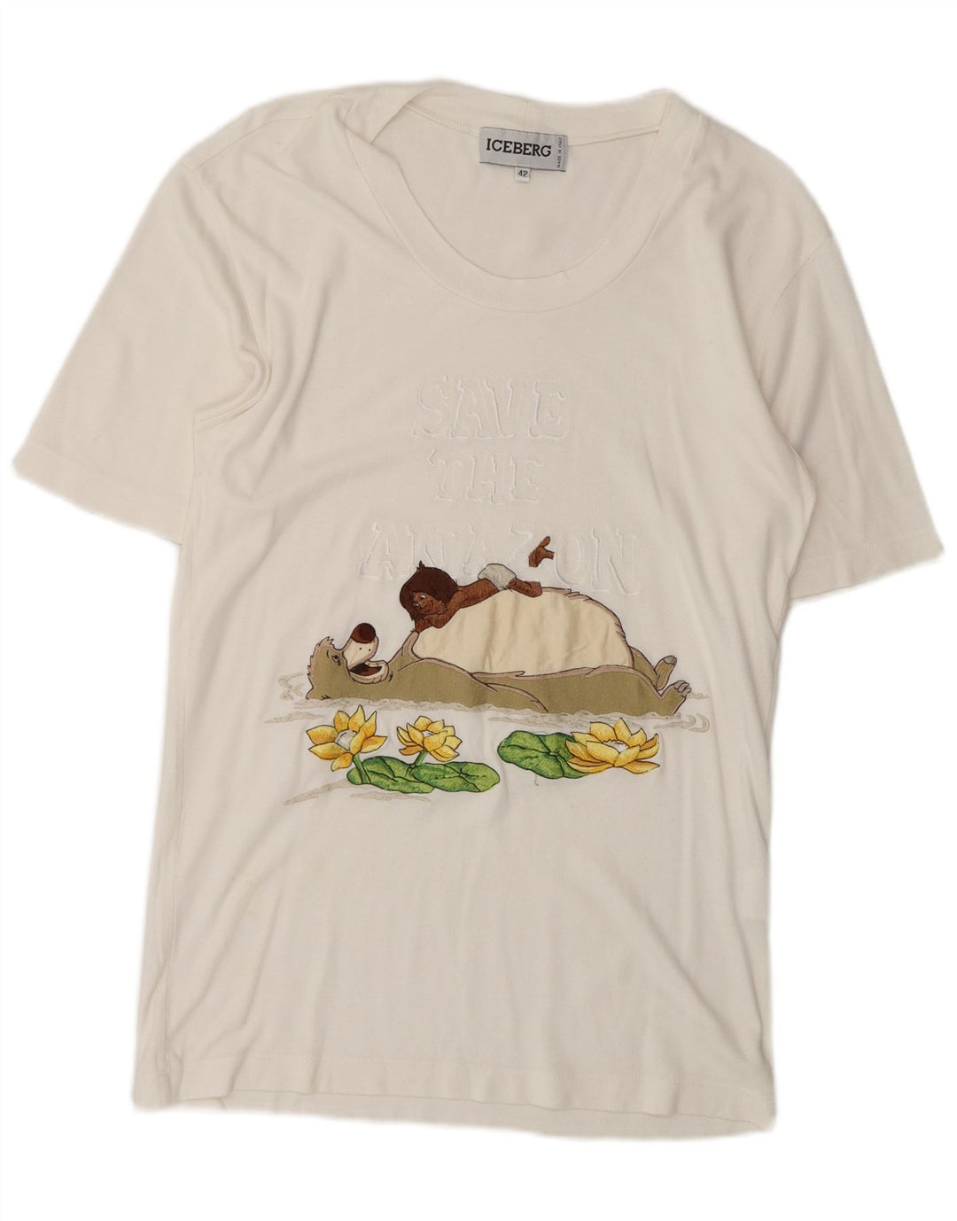 Camiseta feminina Iceberg Disney Graphic Top IT 42 algodão branco médio