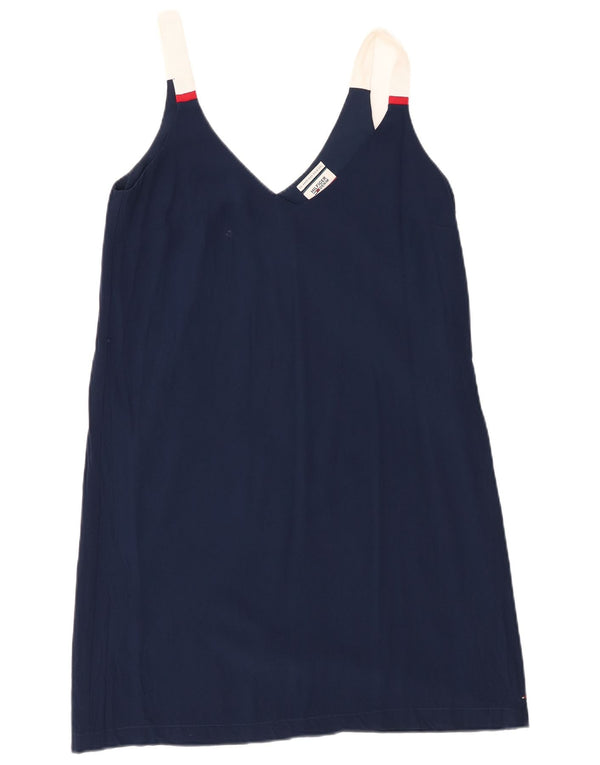 Tommy Hilfiger blusa feminina colete top UK 12 médio azul marinho colorblock