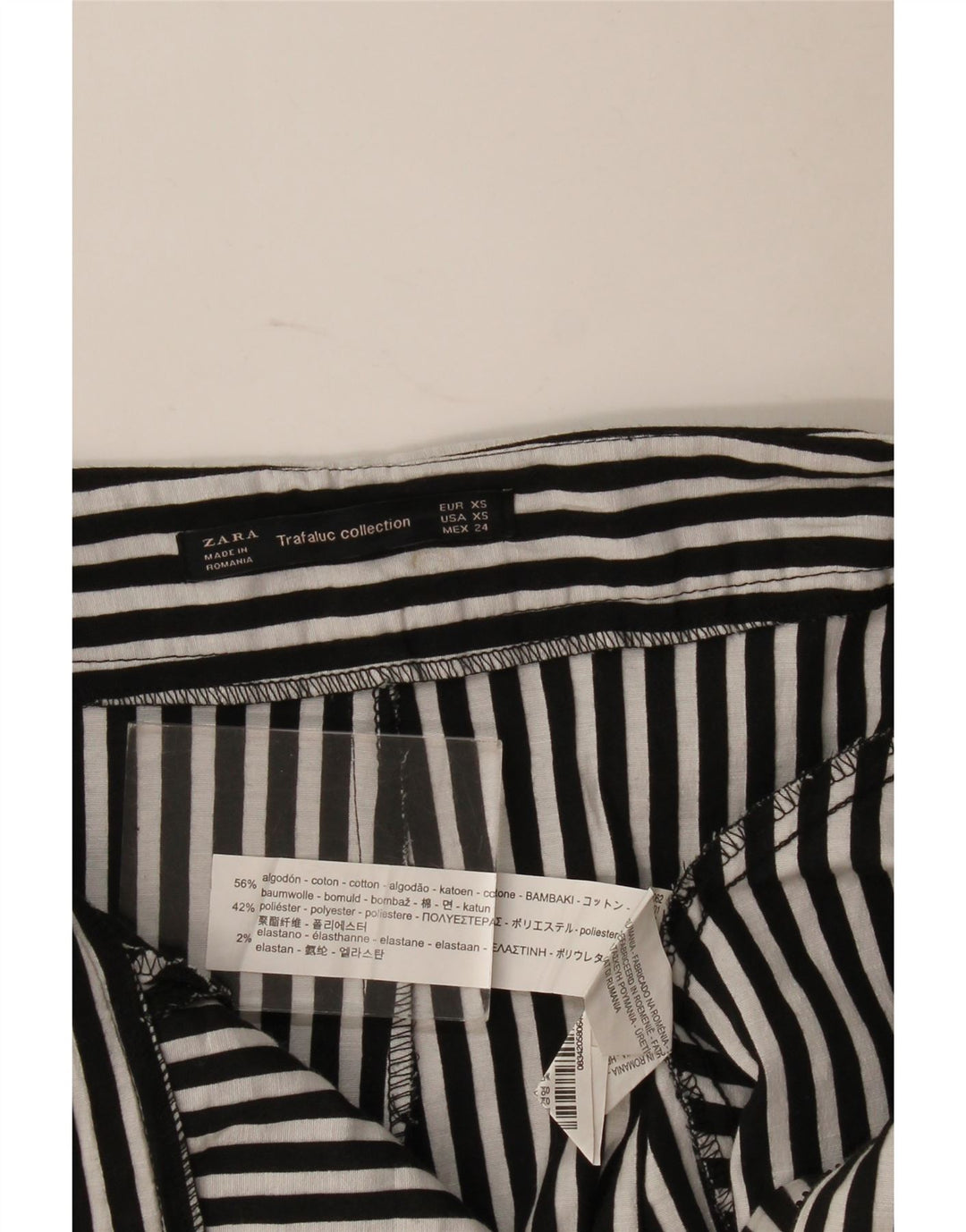 Zara Womens Skort UK 4 XS Algodão listrado preto