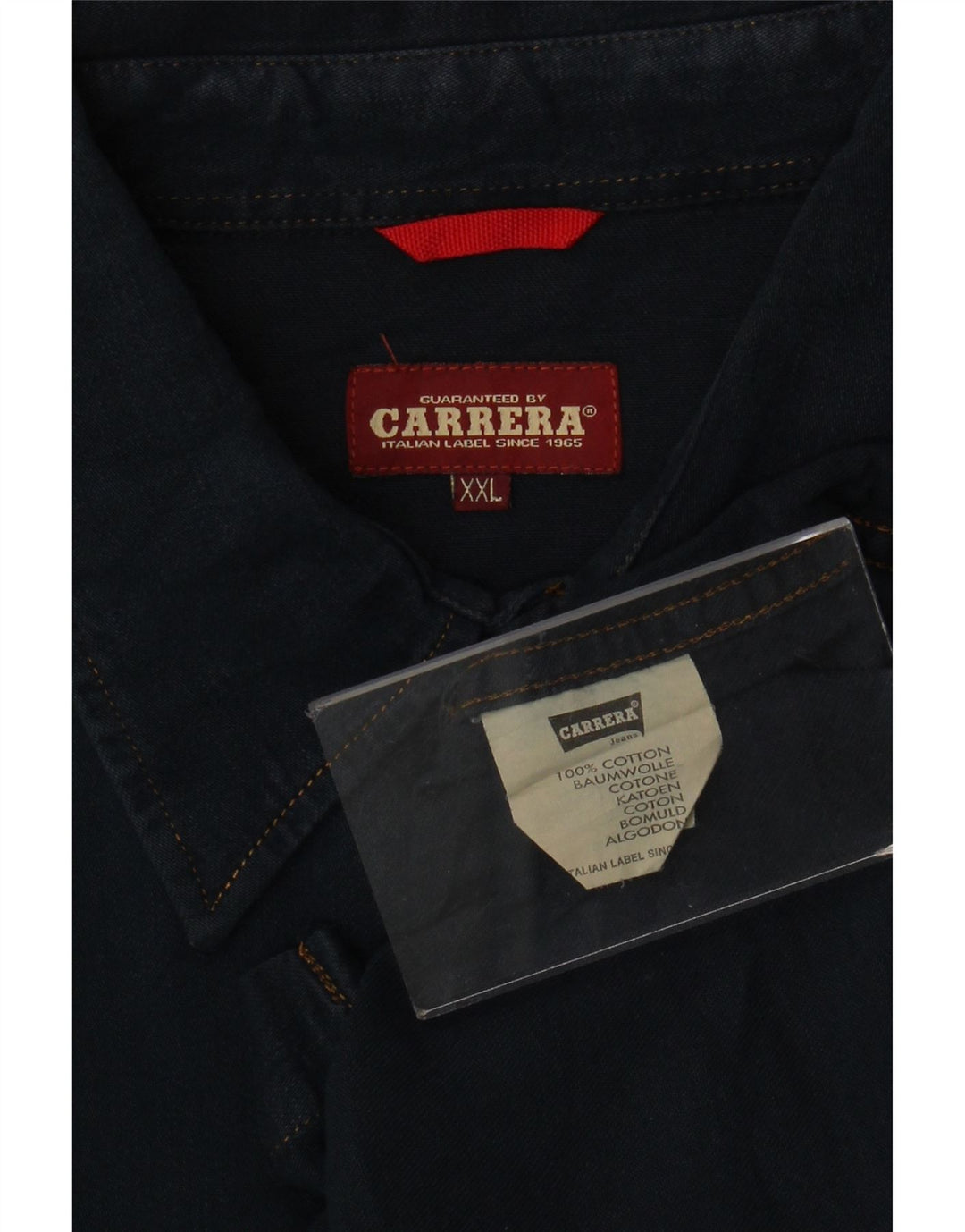 Camisa jeans masculina CARRERA 2XL algodão azul marinho