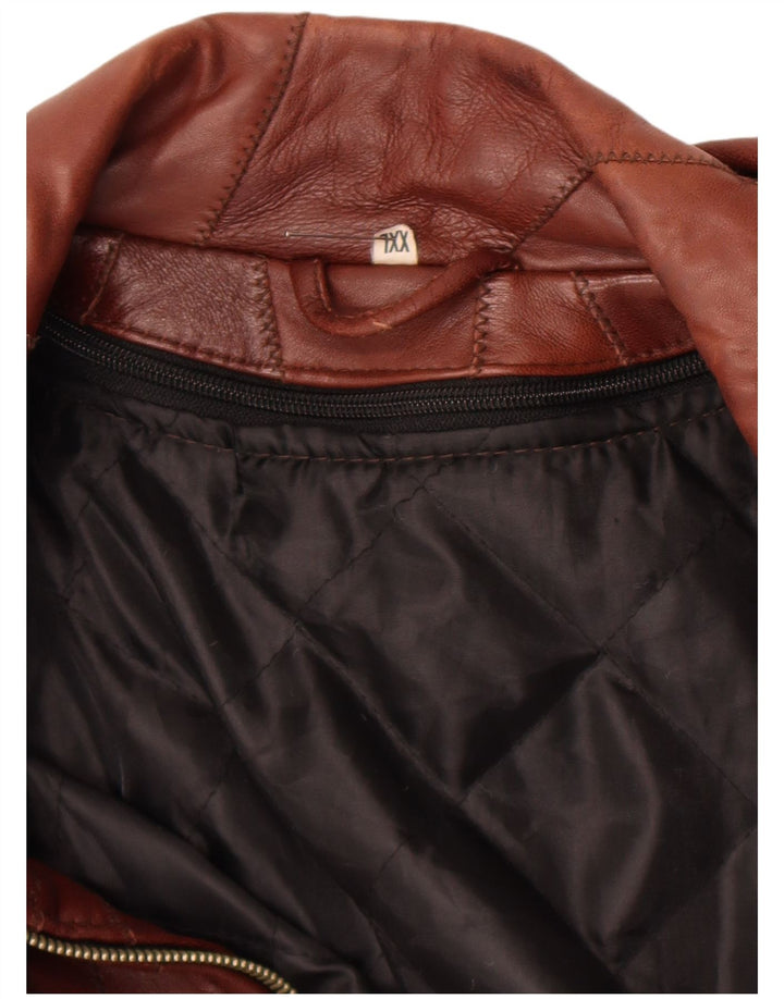 Jaqueta de couro masculina vintage UK 44 2XL marrom