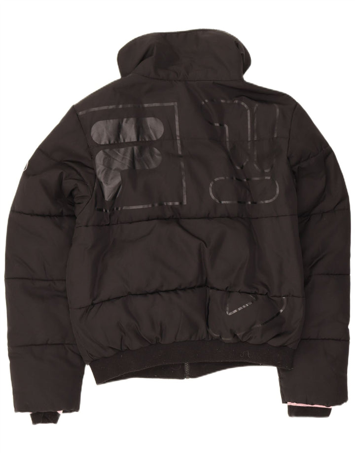 Jaqueta feminina Fila Graphic Oversized acolchoada UK 10 pequena poliéster preto