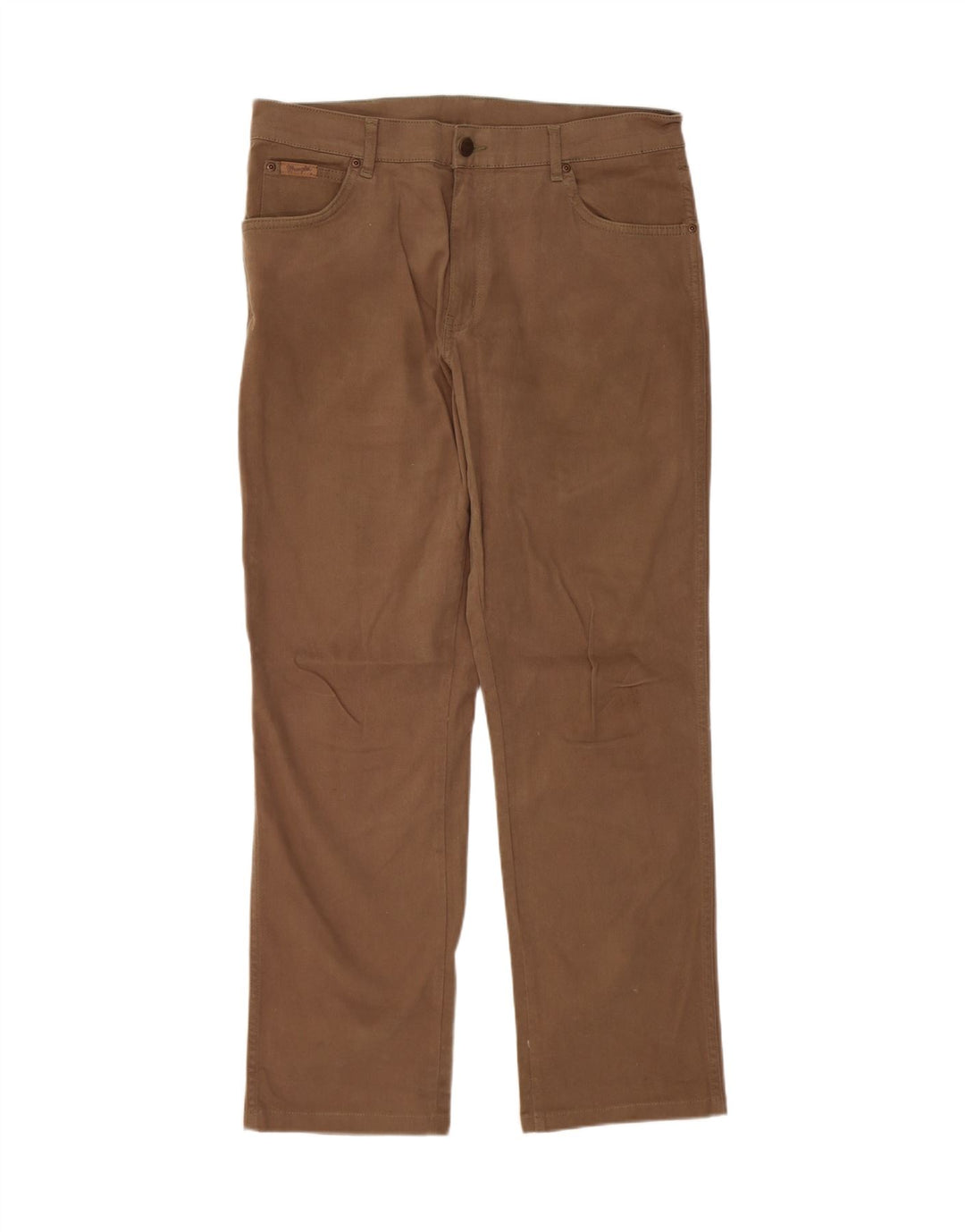 WRANGLER Mens Texas Stretch Straight Casual Trousers W35 L30 Brown Cotton Vintage Wrangler and Second-Hand Wrangler from Messina Hembry 