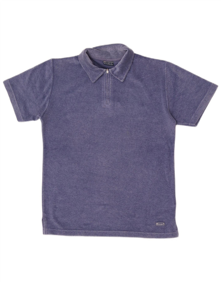 Camisa polo masculina de veludo Champion grande azul poliéster