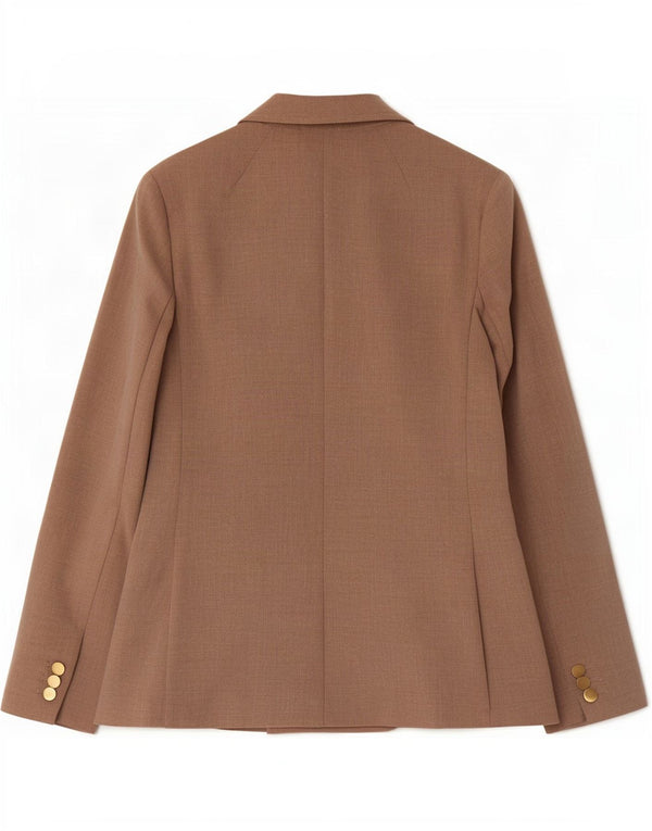 Jaqueta blazer feminina Marks & Spencer com peito duplo Reino Unido 8 pequena bege