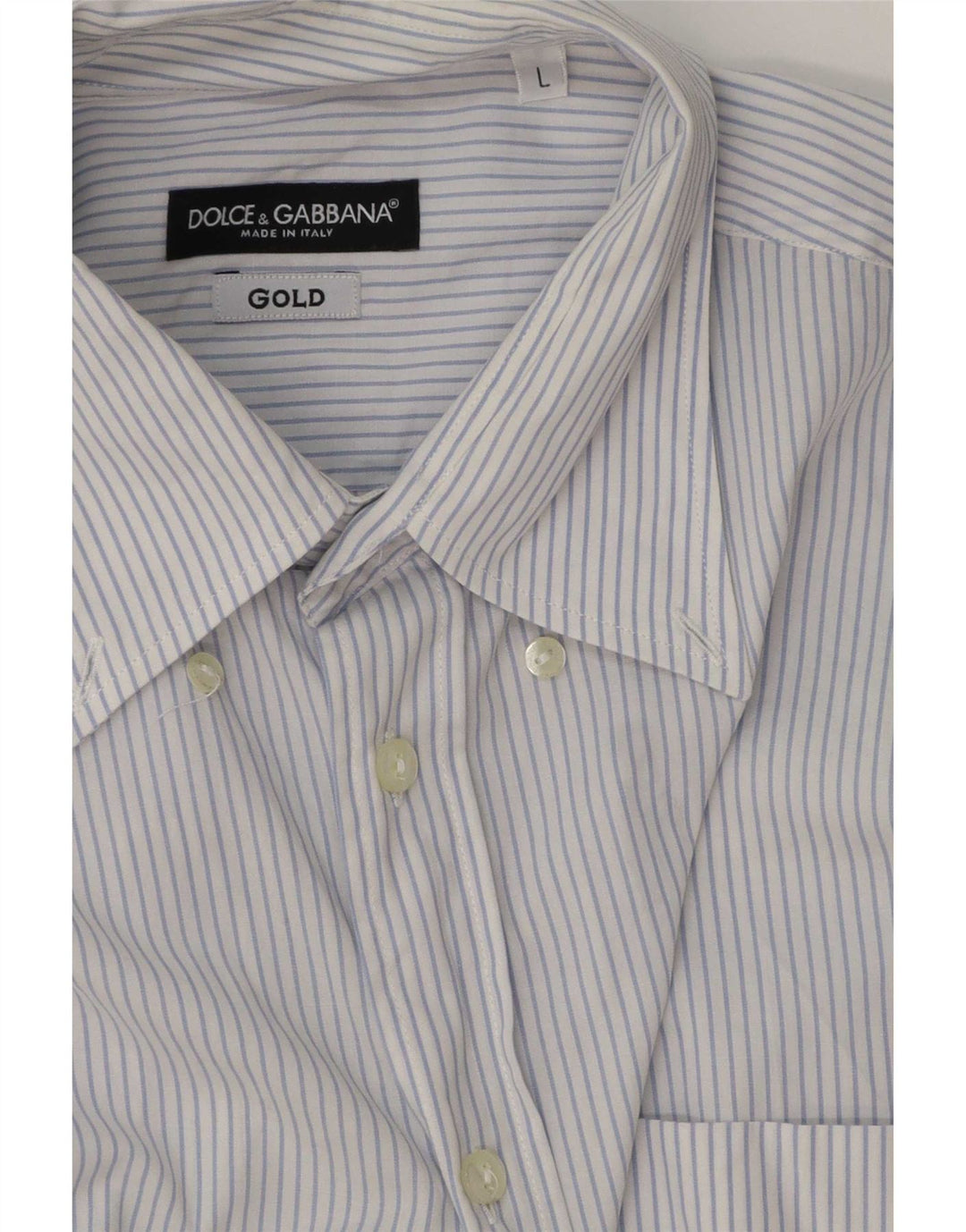 Camisa masculina Dolce & Gabbana grande algodão listrado azul