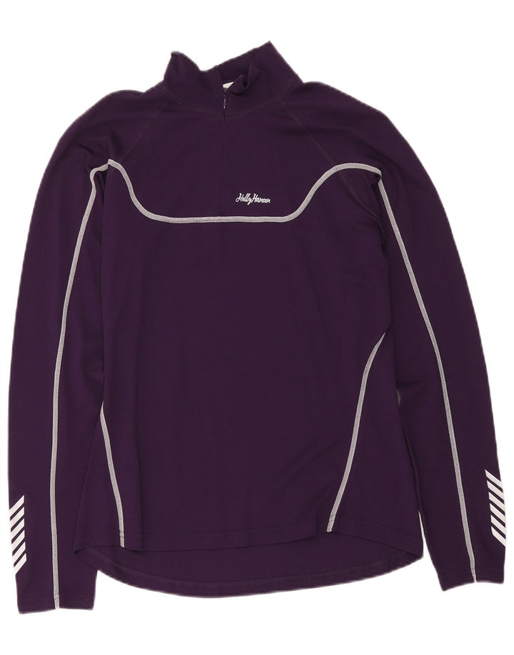Pulôver Helly Hansen feminino com gola e zíper, top de treino UK 18 XL roxo