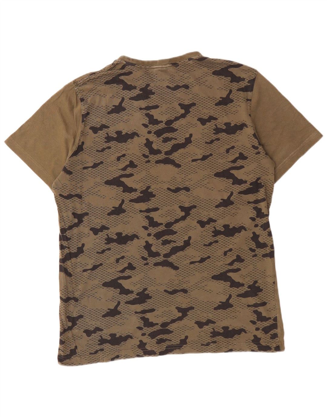 Camiseta masculina PUMA com estampa gráfica grande algodão camuflado cáqui