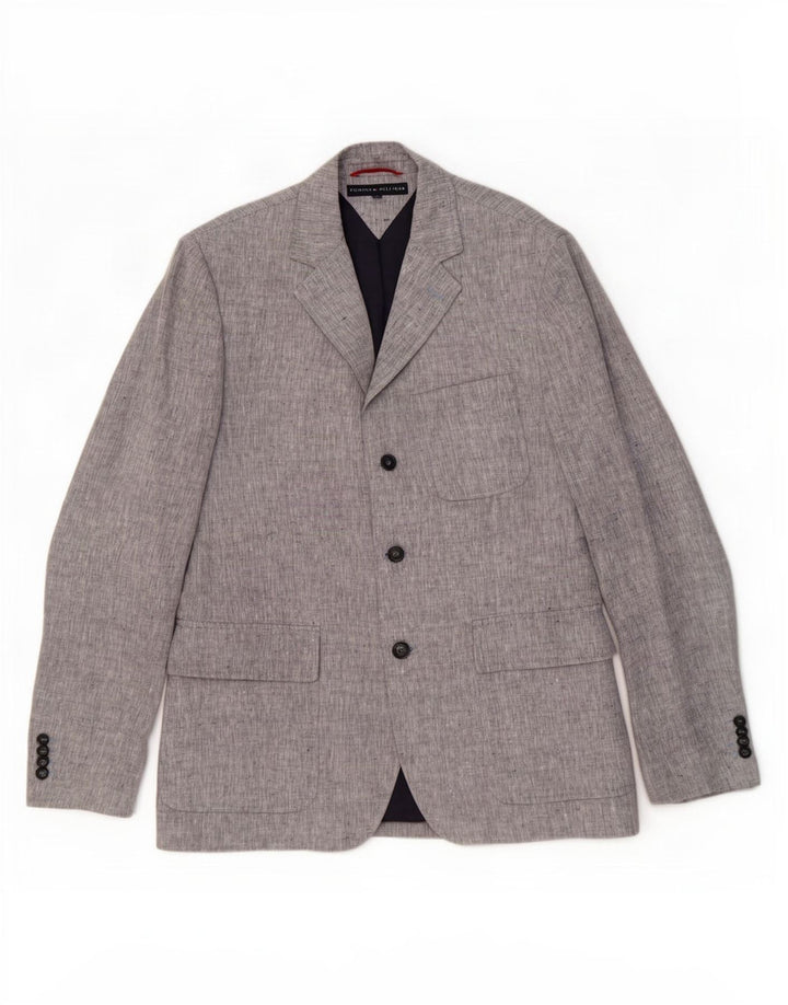 Jaqueta blazer masculina Tommy Hilfiger com 3 botões IT 52 XL cinza manchada