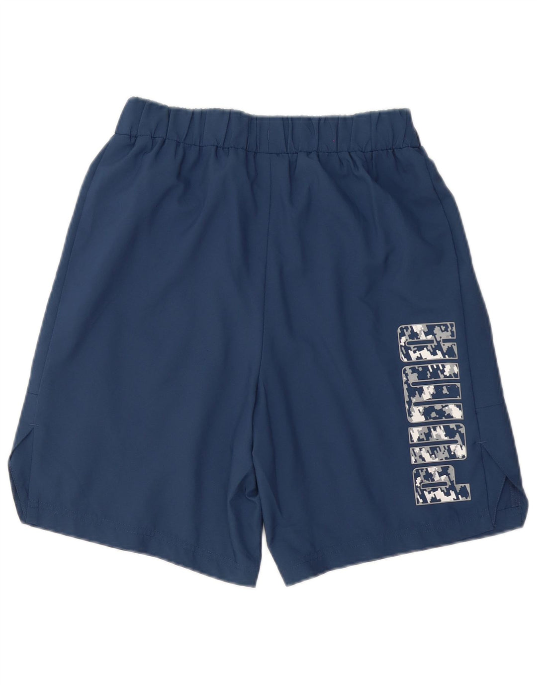 Shorts esportivos masculinos Puma Graphic pequenos poliéster azul marinho