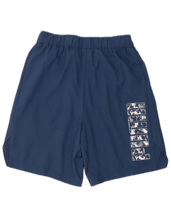 Shorts esportivos masculinos Puma Graphic pequenos poliéster azul marinho