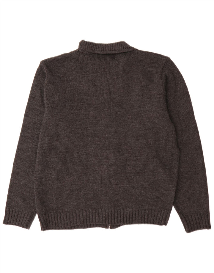 Suéter cardigã masculino de ajuste regular Marks & Spencer grande cinza acrílico
