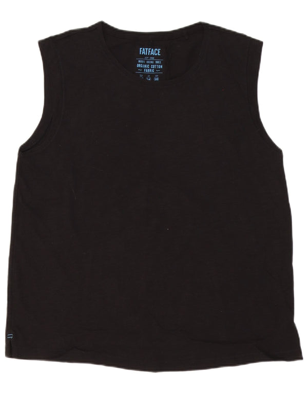 Colete feminino Fat Face Top UK 14 grande algodão preto
