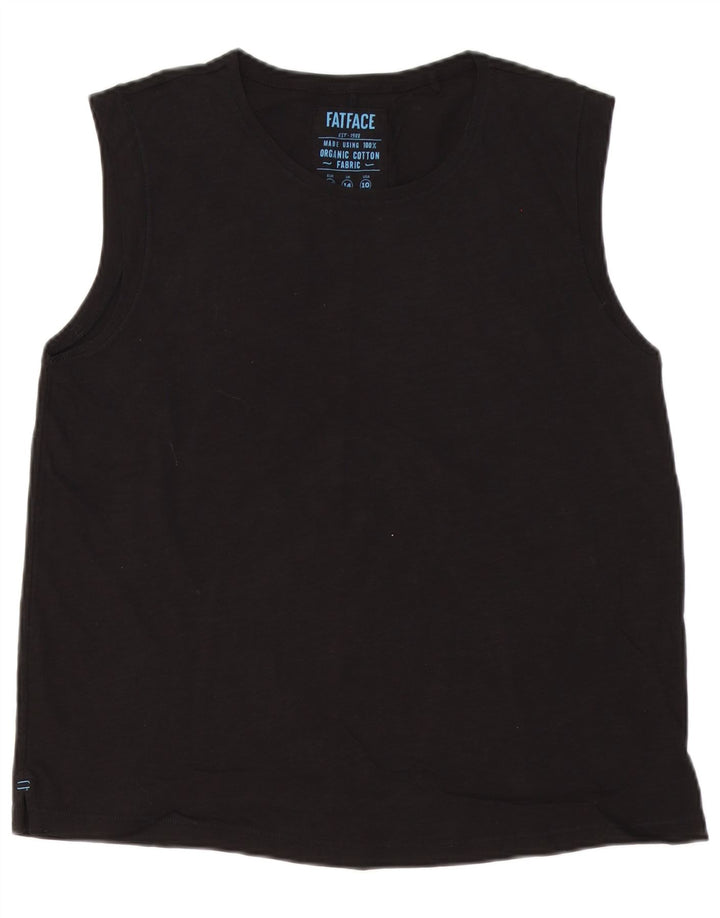 Colete feminino Fat Face Top UK 14 grande algodão preto