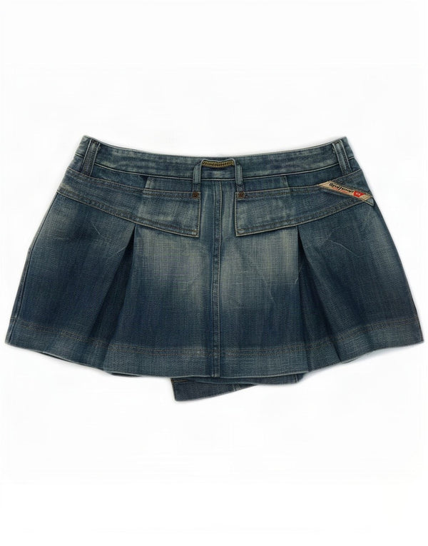 Mini saia jeans feminina Diesel W29 algodão azul médio