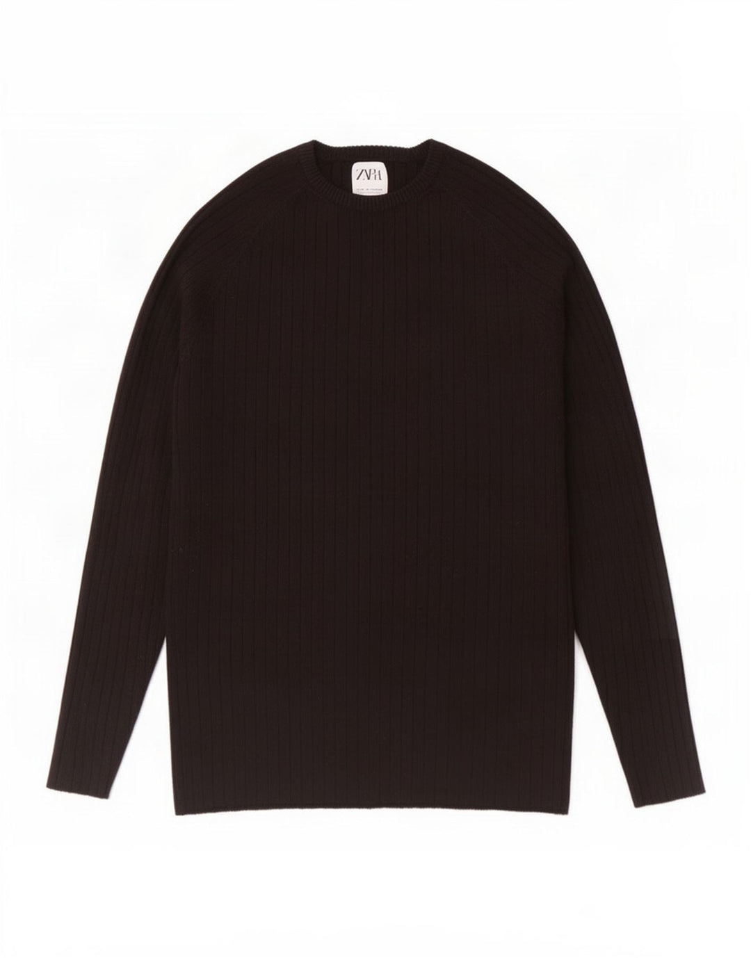 Zara Suéter masculino com gola redonda e viscose preta média