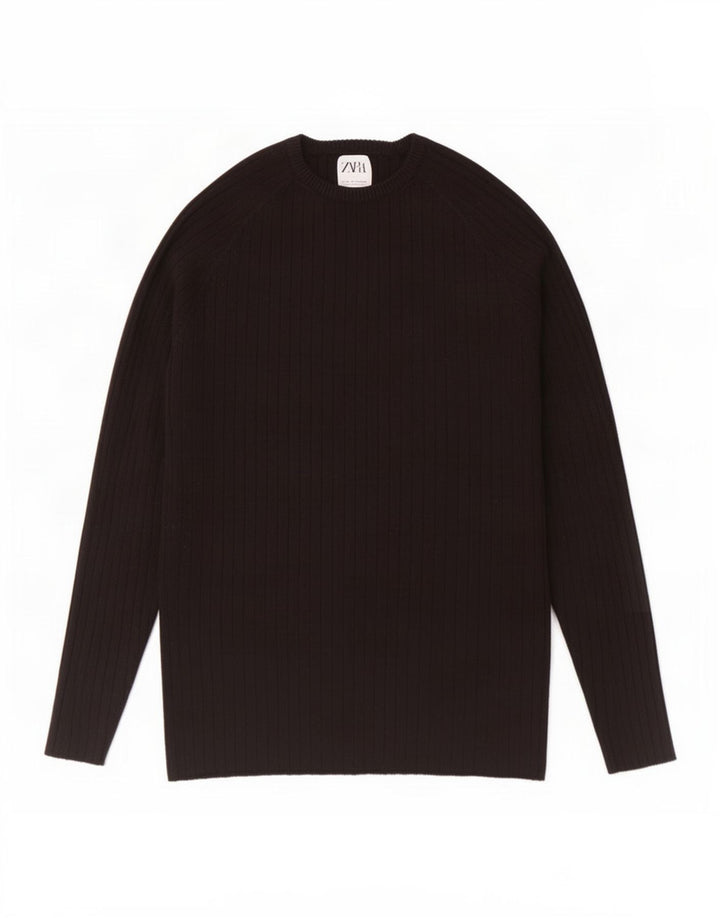 Zara Suéter masculino com gola redonda e viscose preta média