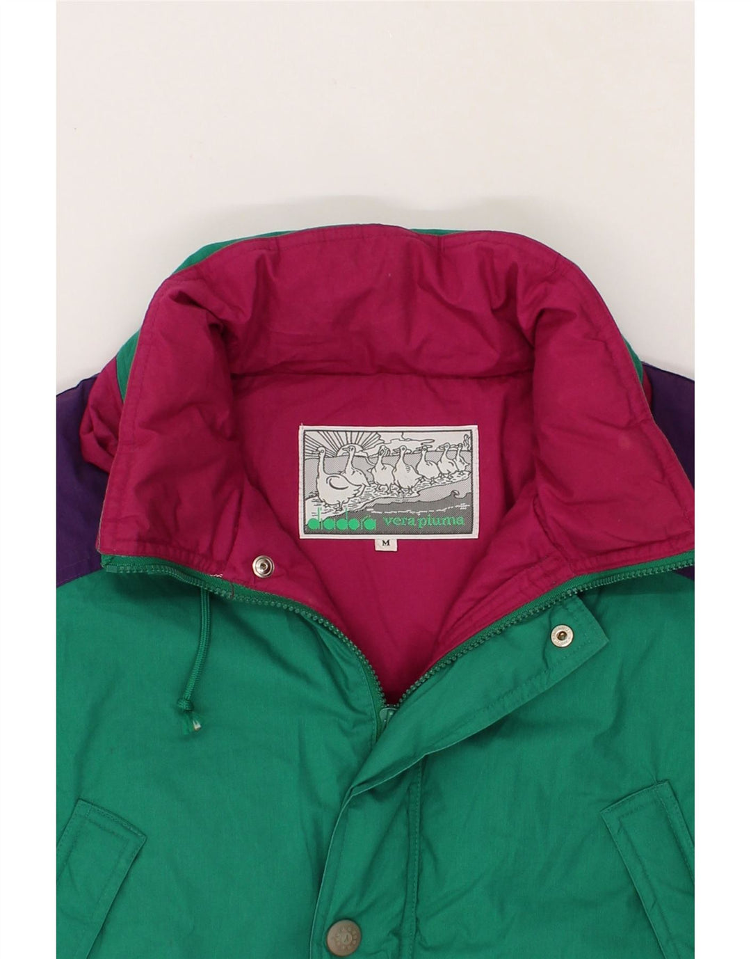 Jaqueta acolchoada masculina DIADORA UK 38 poliéster colorblock verde médio