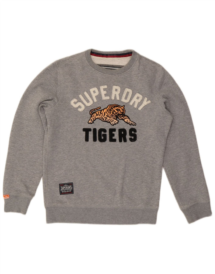 Suéter gráfico masculino Superdry pequeno algodão cinza