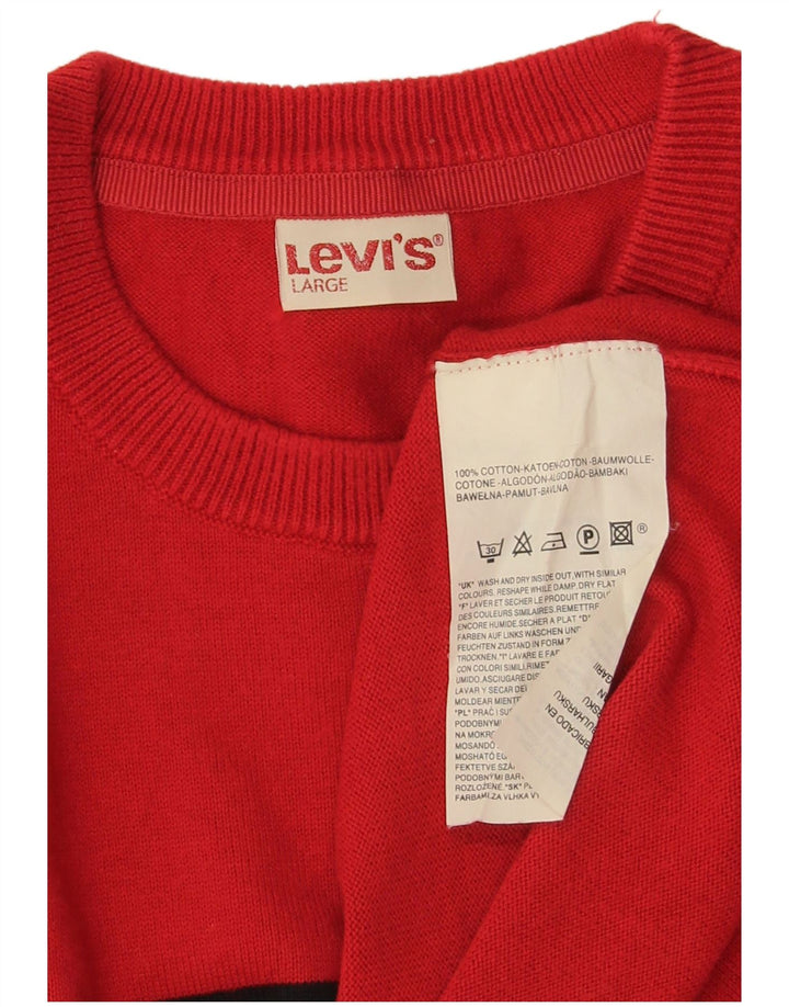 Suéter masculino Levi's com gola redonda, grande algodão listrado vermelho