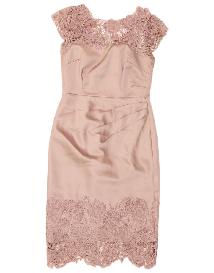 Vestido bainha feminino Coast UK 8 pequeno poliéster rosa