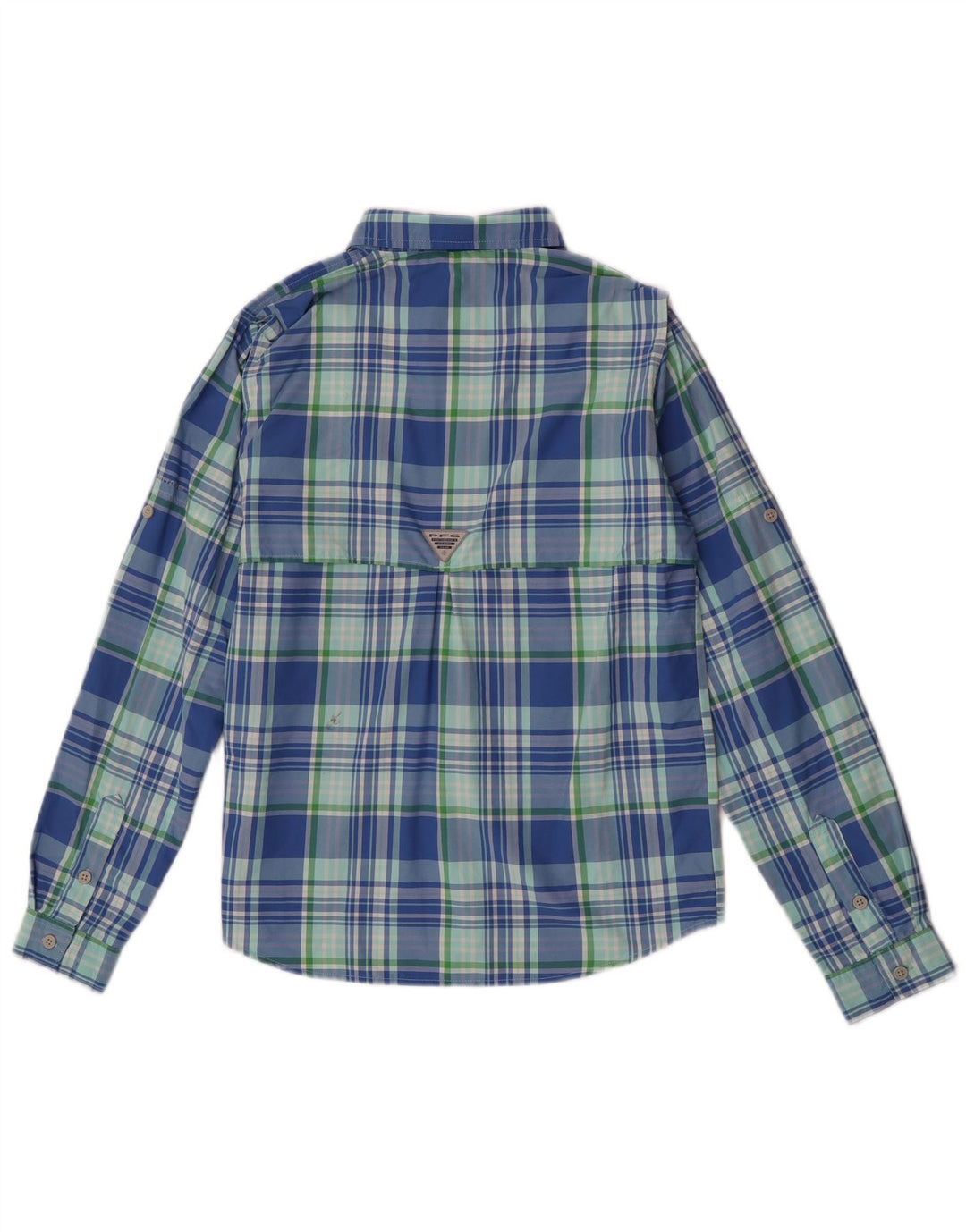 Camisa Columbia Boys 11-12 Anos Grande Azul Xadrez Nylon