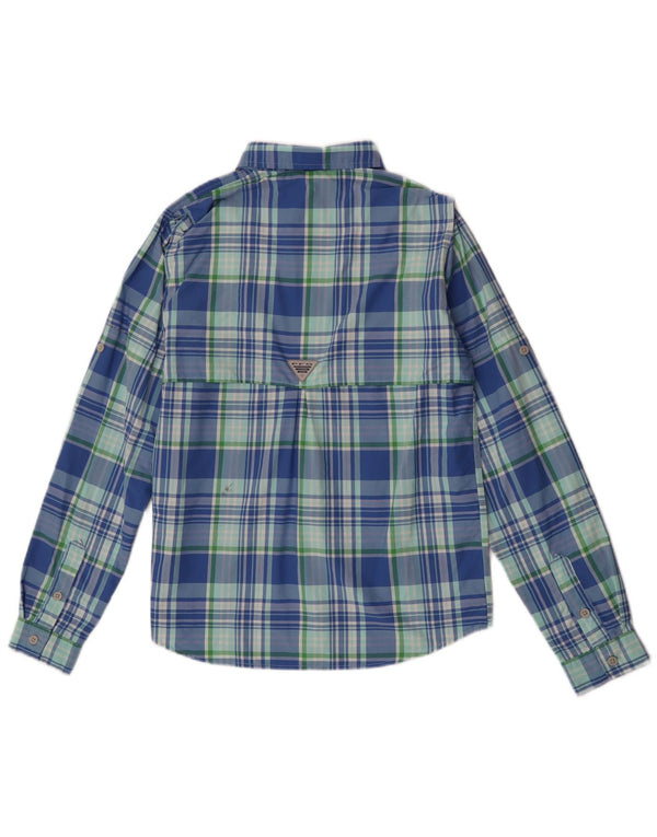 Camisa Columbia Boys 11-12 Anos Grande Azul Xadrez Nylon