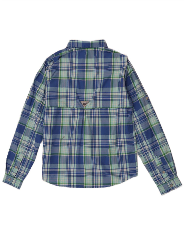 Camisa Columbia Boys 11-12 Anos Grande Azul Xadrez Nylon
