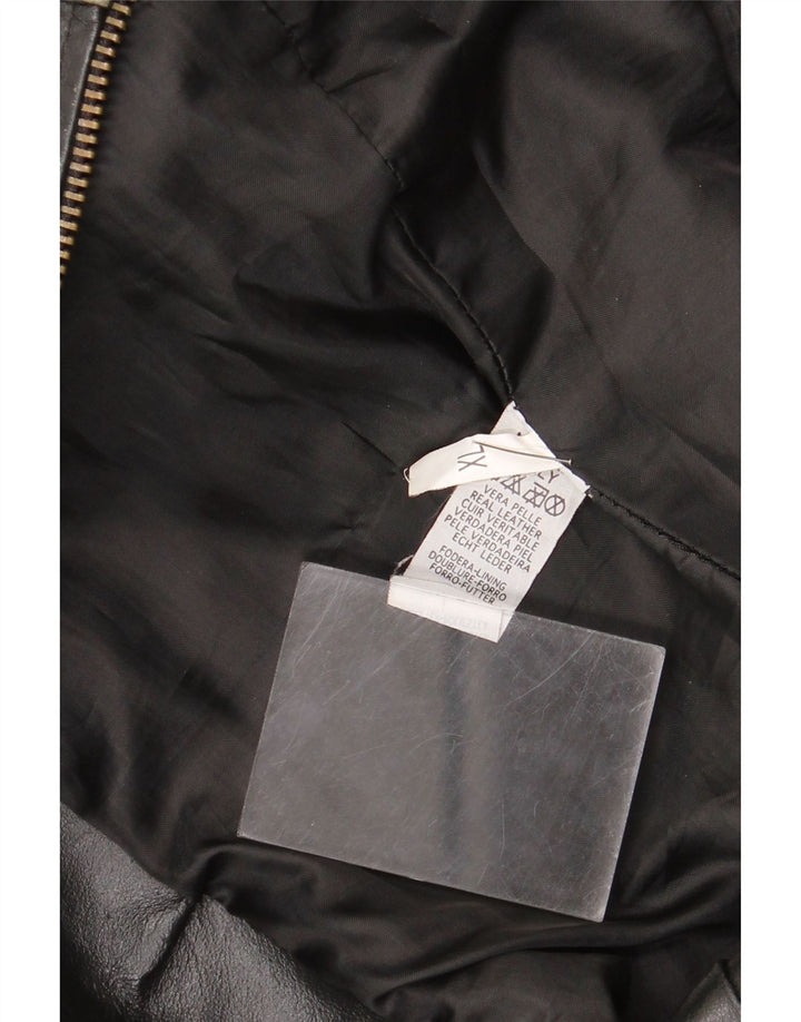 Jaqueta de couro feminina vintage UK 18 XL couro preto