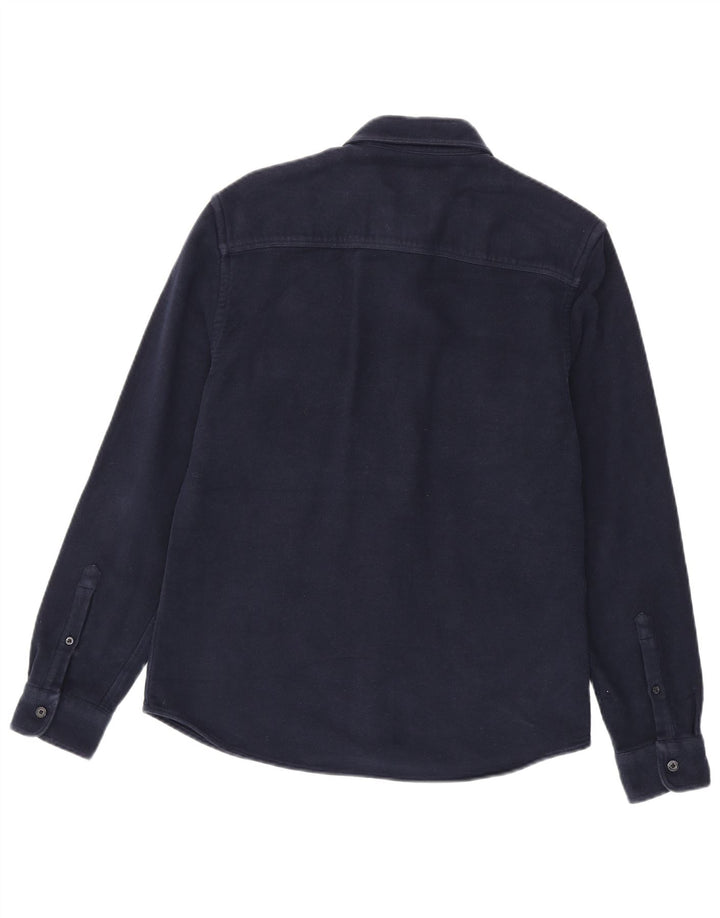 Camisa masculina Reiss Regular Fit grande algodão azul marinho