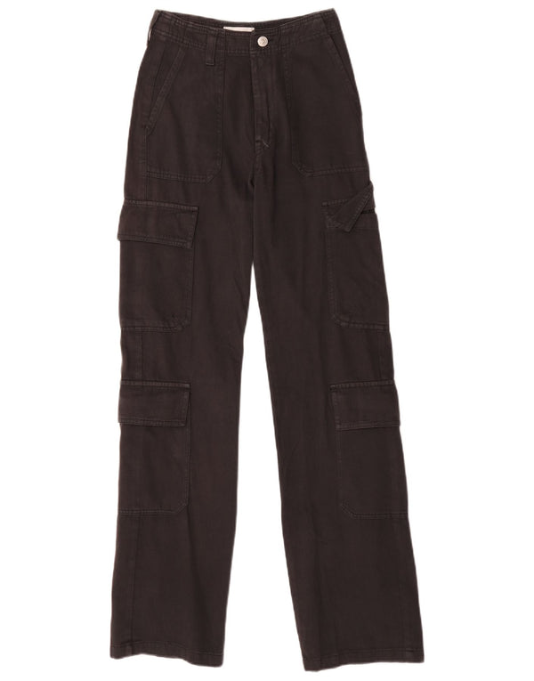 Calça cargo feminina Zara com perna larga EU 32 2XS W22 L31 algodão preto