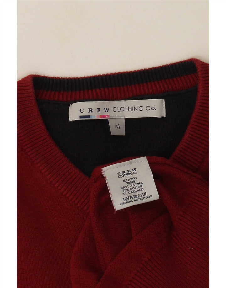 Suéter masculino J. Crew com decote em V de algodão vermelho médio