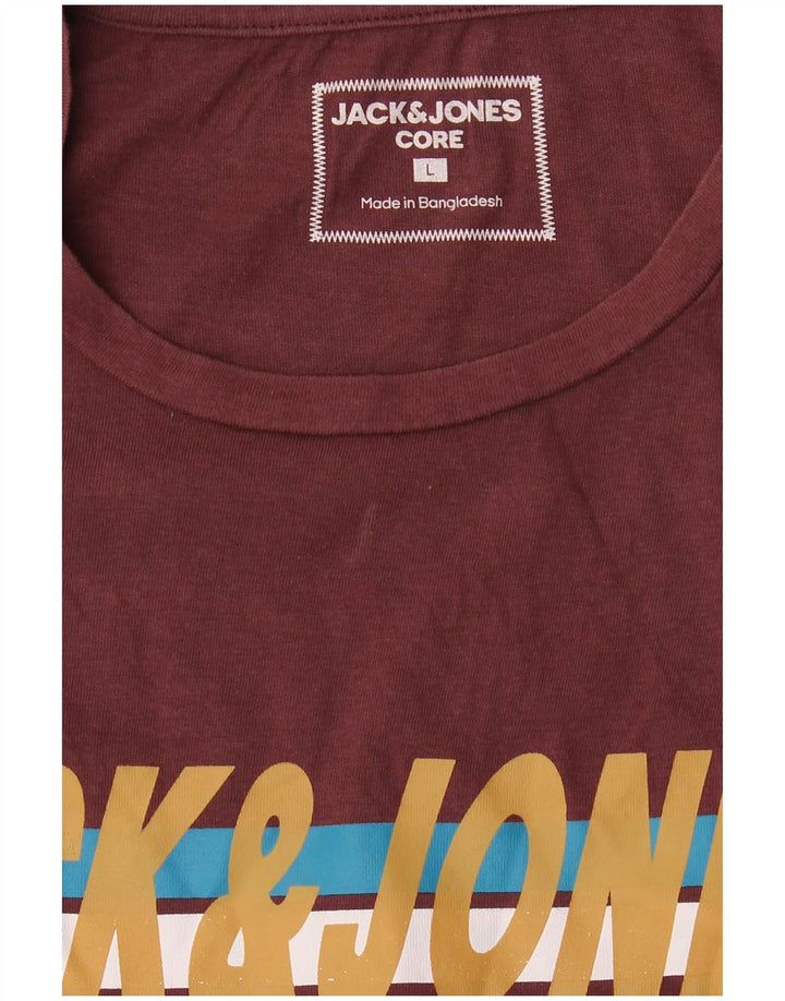Camiseta gráfica masculina Jack & Jones Top grande Borgonha