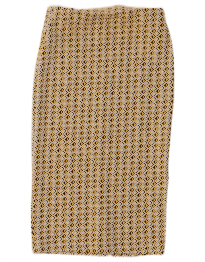 Saia lápis feminina Zara W26 pequeno algodão geométrico amarelo