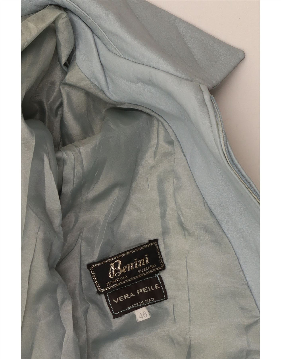 Jaqueta de couro feminina VINTAGE IT 46 grande couro azul