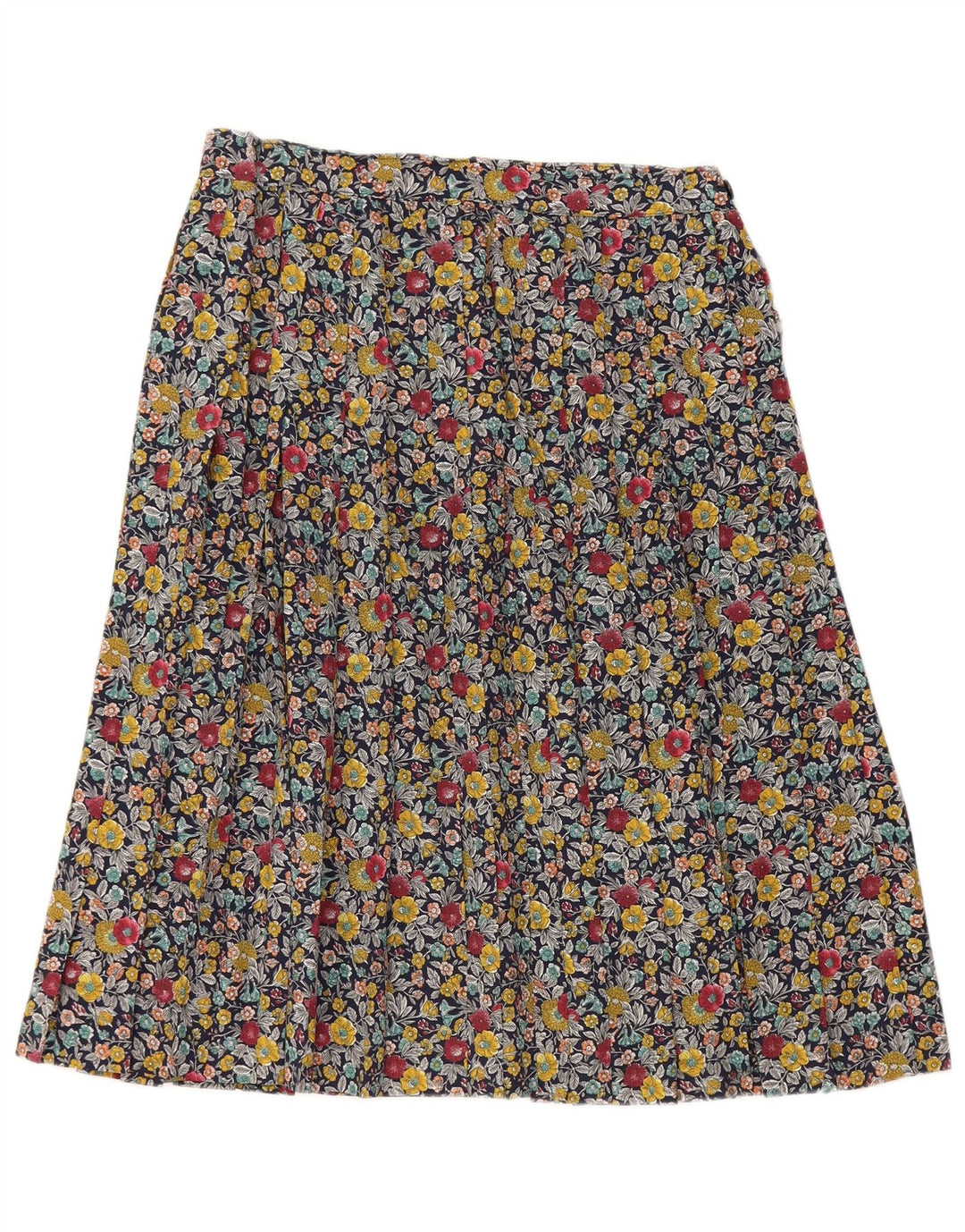 Saia evasê feminina VINTAGE W28 média floral multicolorida