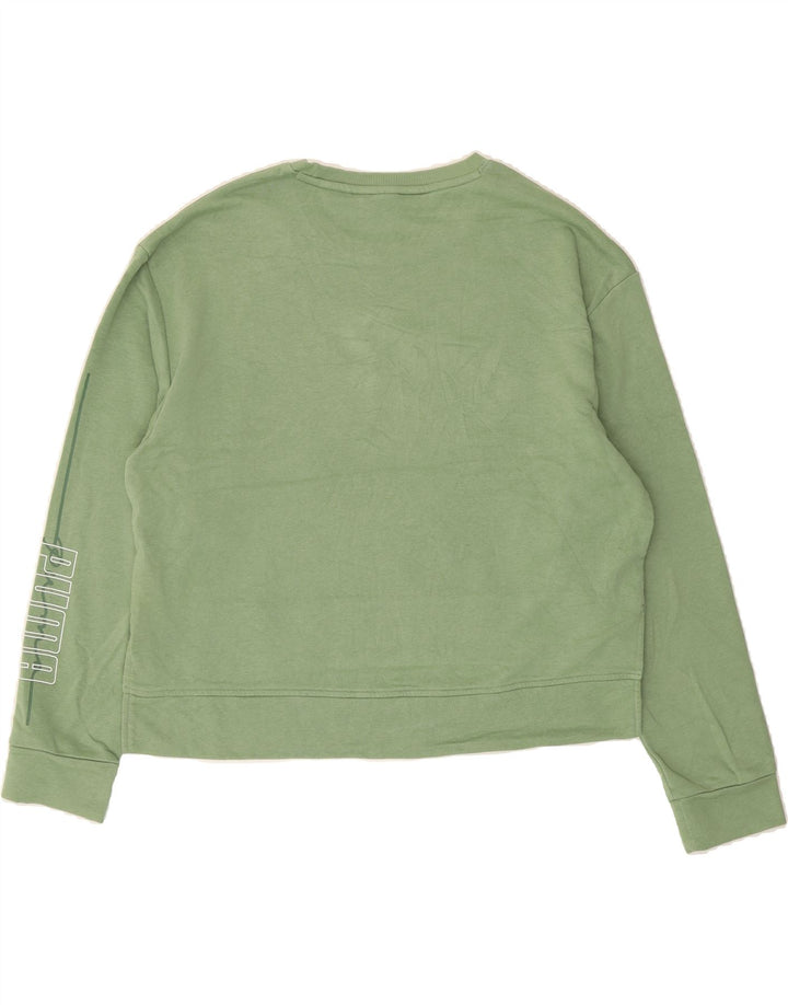 PUMA Womens Oversized Crop Sweatshirt Jumper UK 18 XL Green Cotton Vintage Puma and Second-Hand Puma from Messina Hembry 